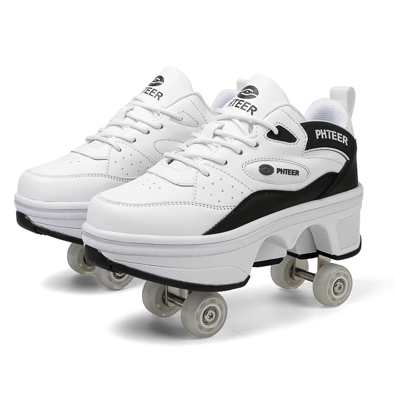 NONE Verformungsschuhe, Roll-Sneaker mit 4-Rad-Skates, für Erwachsene und Kinder, Runaway Parkour Wheels-Schuhe für Damen und Herren, Jugend-Sportschuhe 5