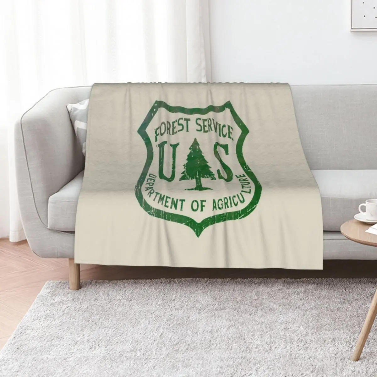Forest Service Vintage Green Emblem Throw Blanket Loose Decorative Beds Nap sofa bed Beach Luxury Blankets