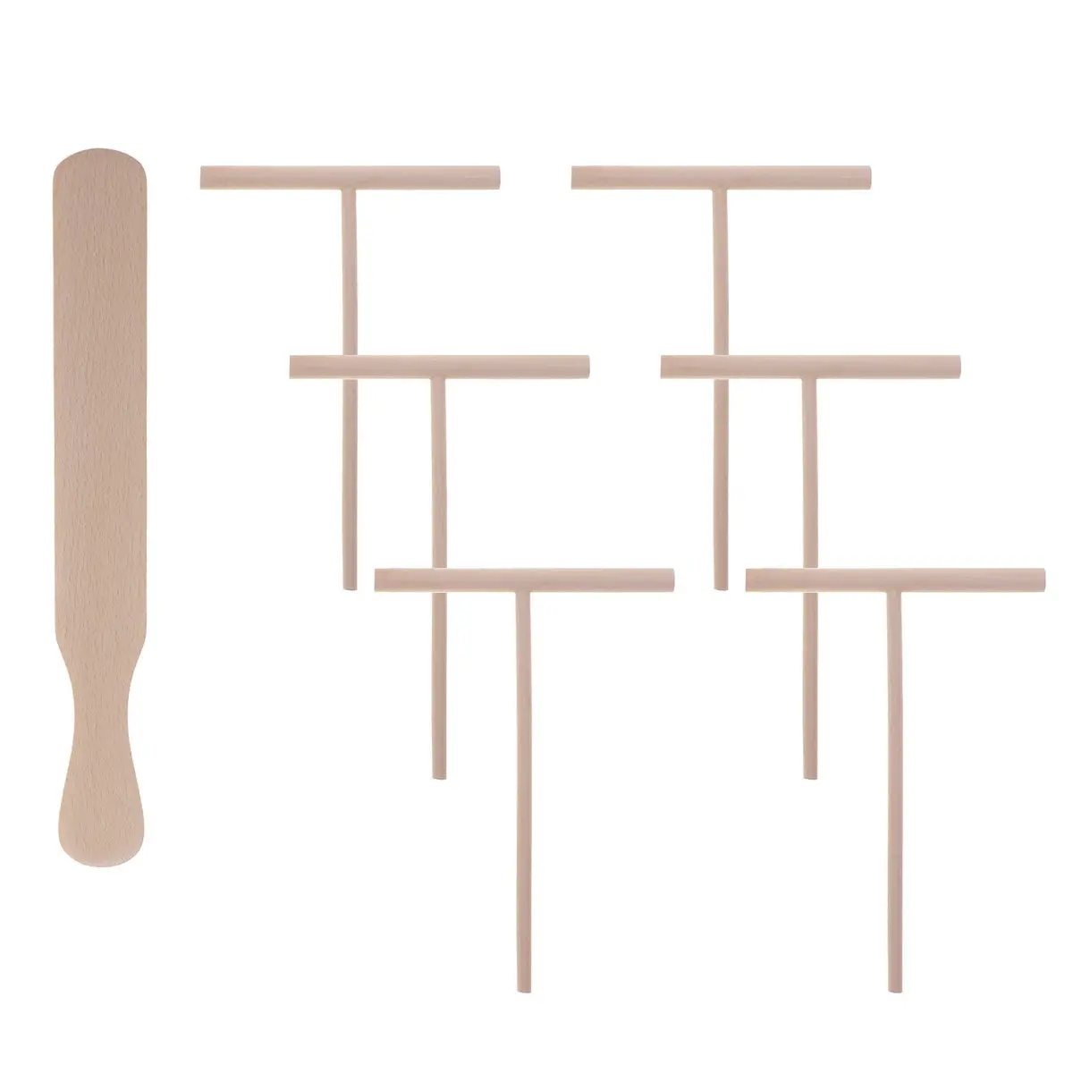 7Pcs Wooden Crepe Spreader Pancake Rakes Batter Spreading Tools Cooking Utensils for Non-Stick Pans Omelette Butter Spreading