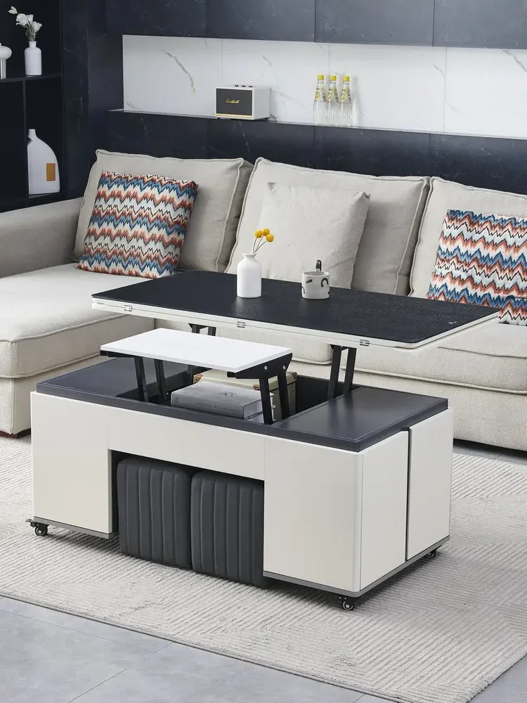 

Premium Small Unit, Baking Paint, Lifting Tea Table, Dining Table, Dual-purpose, Oversized Storage, Rock Panel Folding Table