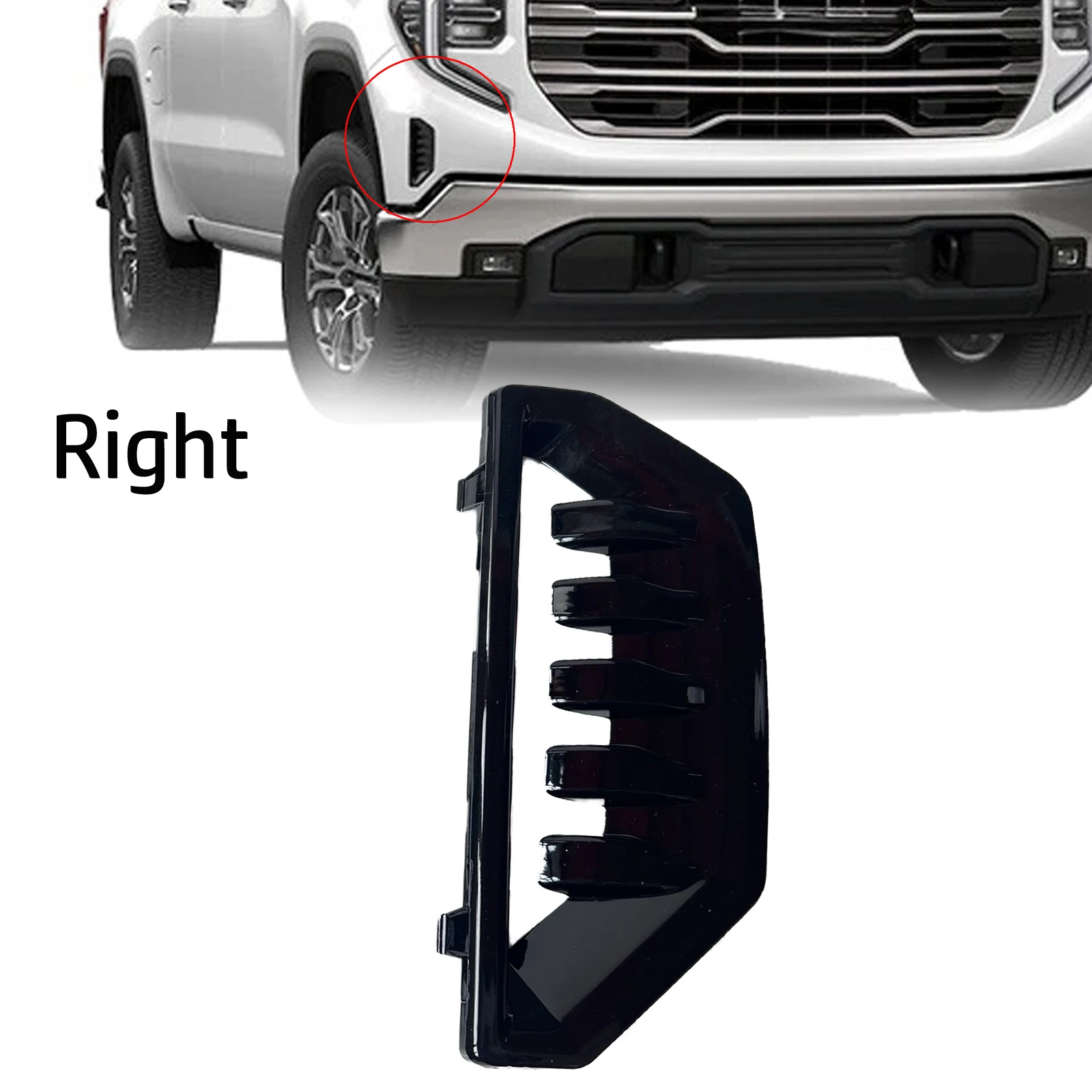 

Replacement Front Passenger Right Bumper Cover Air Duct 84869628 for 2022 2023 For GMC For Sierra 1500 Plastic