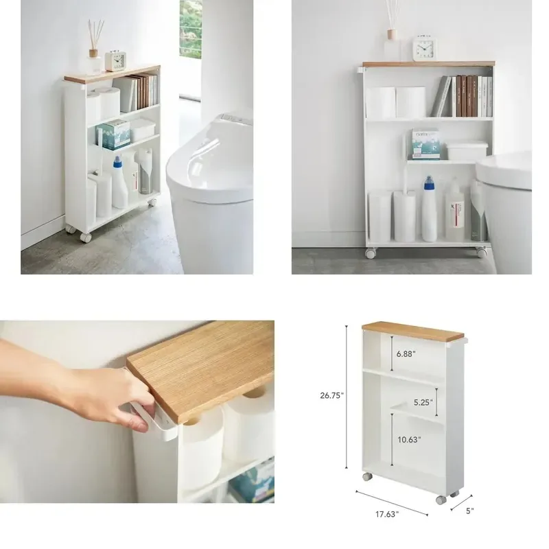 Modern Movable Wheel Wooden Locker Furniture Service Kitchen Trolley Bathroom Trolley Cabinet