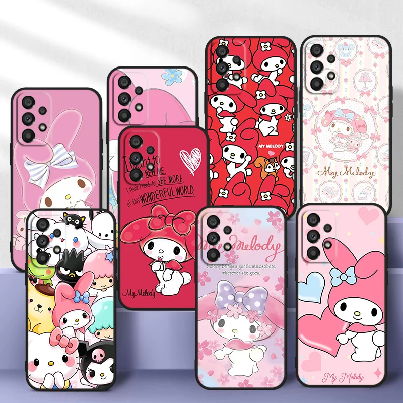 

Melody Cute For Samsung A14 A54 A34 A73 A53 A33 A23 A13 A32 A72 A52 A32 A22 A03 A02 Silicone Black Phone Case Coque Capa Fundas