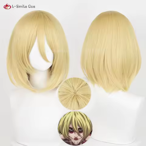 Anime Annie Leonhart Cosplay Wig 36cm Golden Female Titan Annie Leonhart Anime Wig Heat Resistant Synthetic Hair
