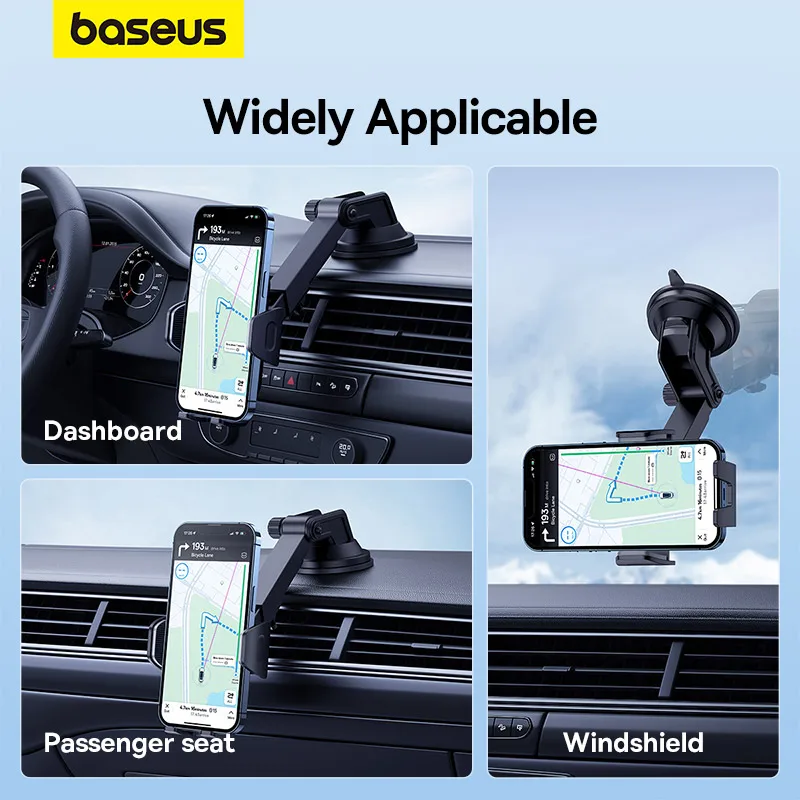 Baseus 차량용 휴대폰 거치대 흡입 컵, 360 도 범용 스마트폰 클램핑 스탠드, GPS 마운트 지지대, 아이폰, 삼성, 화웨이용