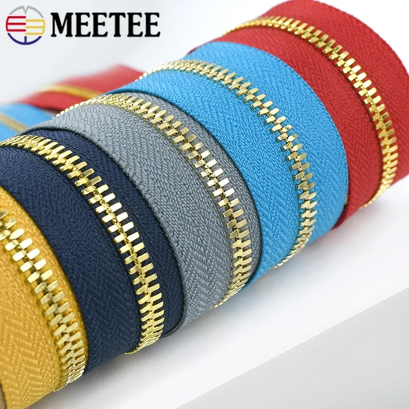 

1-5Yards 5# Metal Zipper Tapes for Coat Backpack Jacket Shoes Replacement Zippers DIY Zip Repair Kit Garment Sewing Accessories