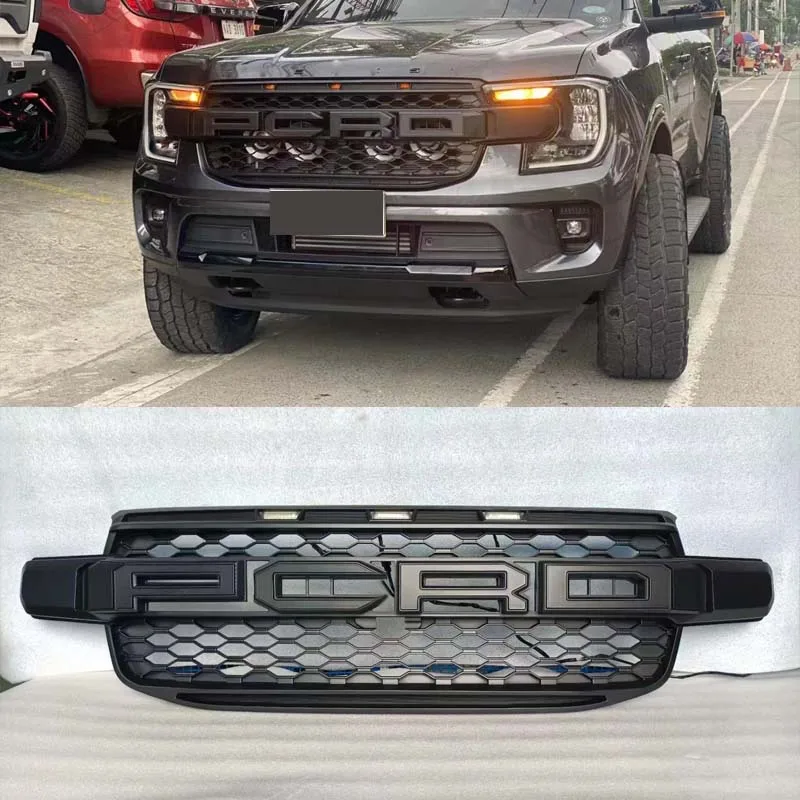 For Ford Everest Ambiente Trend 2022 2023 Titanium+ 4x4 4x2 Sport Trend Raptor Style Front Grills Replacement LED Racing Gille