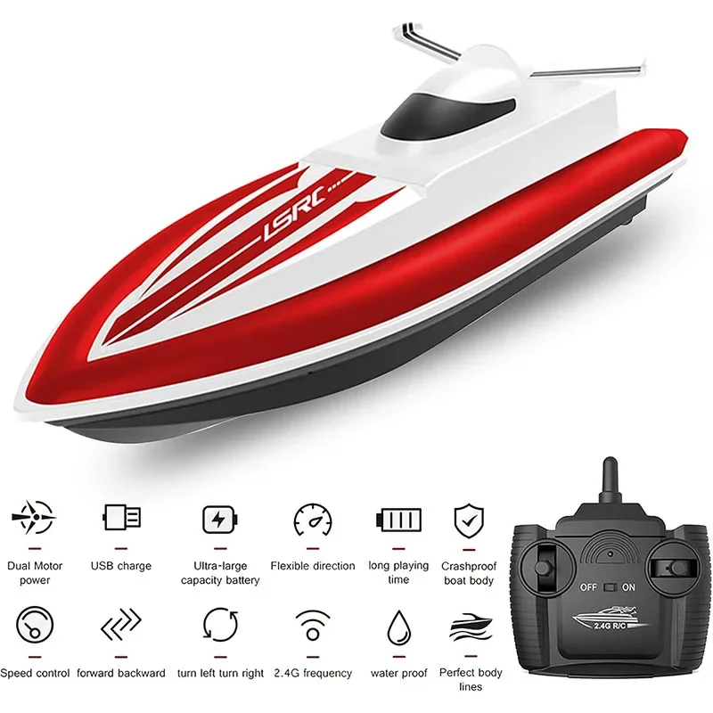 25KM/H high Speed Yacht Wheel Boat Dual Motor 2.4G  Portable Remote Control Boat 35min Long Range RC Boats