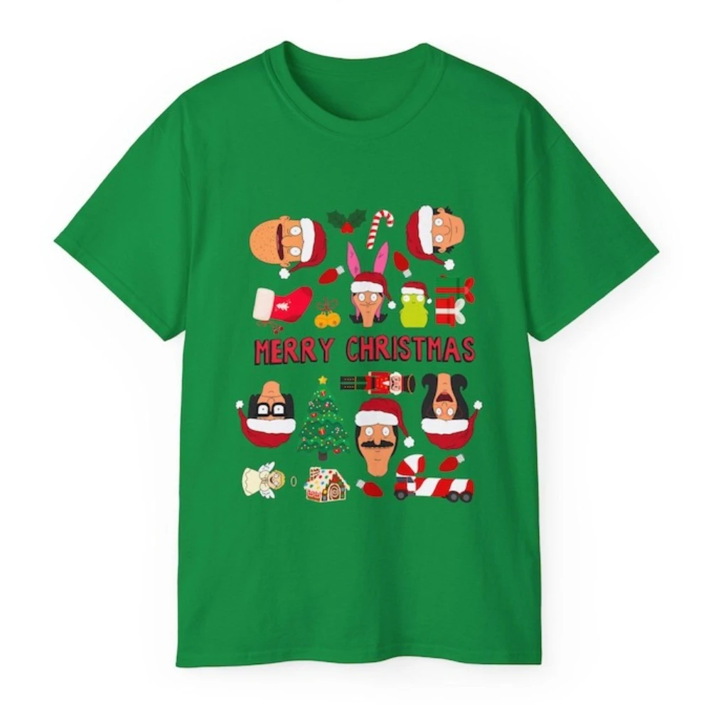 بوب برغر عيد ميلاد سعيد امرأة قميص مطبوع مضحك الكرتون تينا لويز بوب ليندا جين بيلشر تيدي عطلة القطن التي شيرت