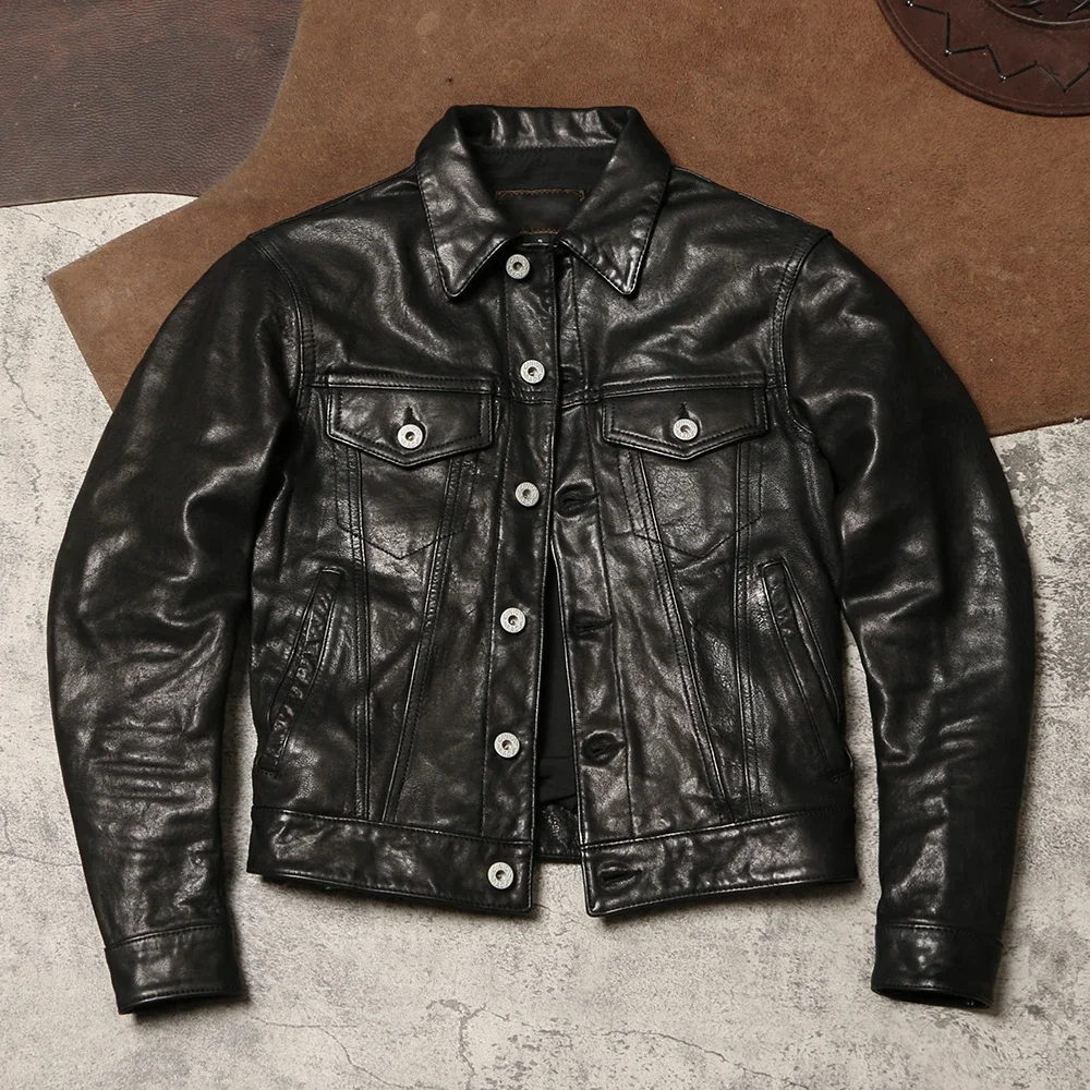 Men's and Women's Leather Jackets, Washed Vegetable Tanned Sheepskin Jackets, 507 Cargo Denim Leather Jackets