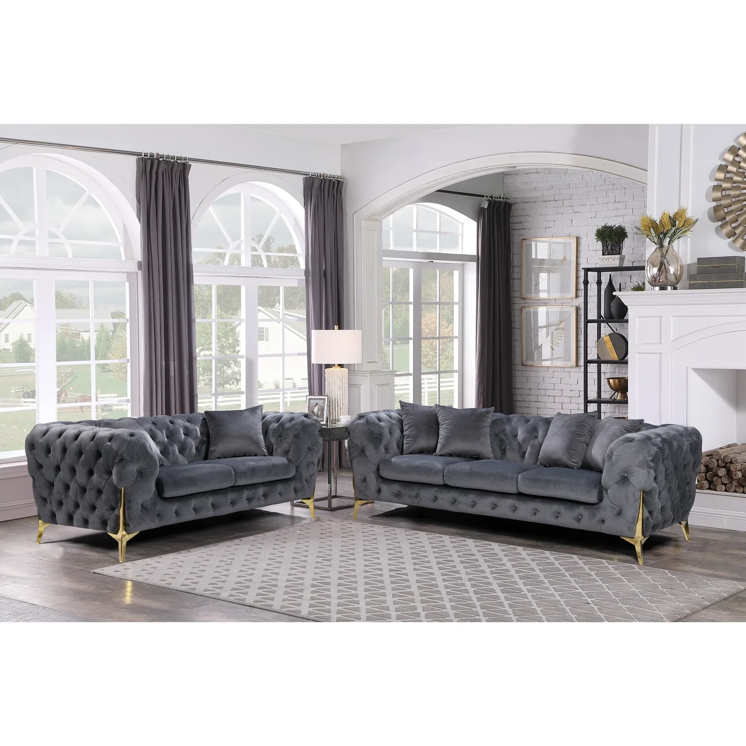 for NOVA Blue Royal Classical 3-Seater Sofa Set Luxury Living Room Furniture Italian Fancy Large Velvet Fabric Couches Sofa