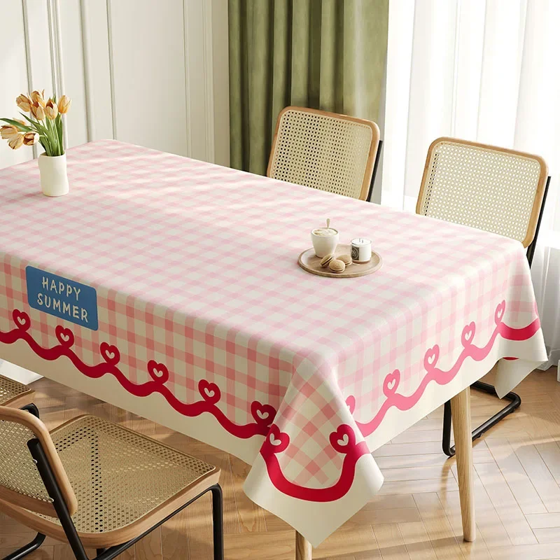 2026 New Colorful Plaid Waterproof Tablecloth Oil-Proof Washable Rectangular Mat Table for Office Party Dopamine Pvc Dust Cover