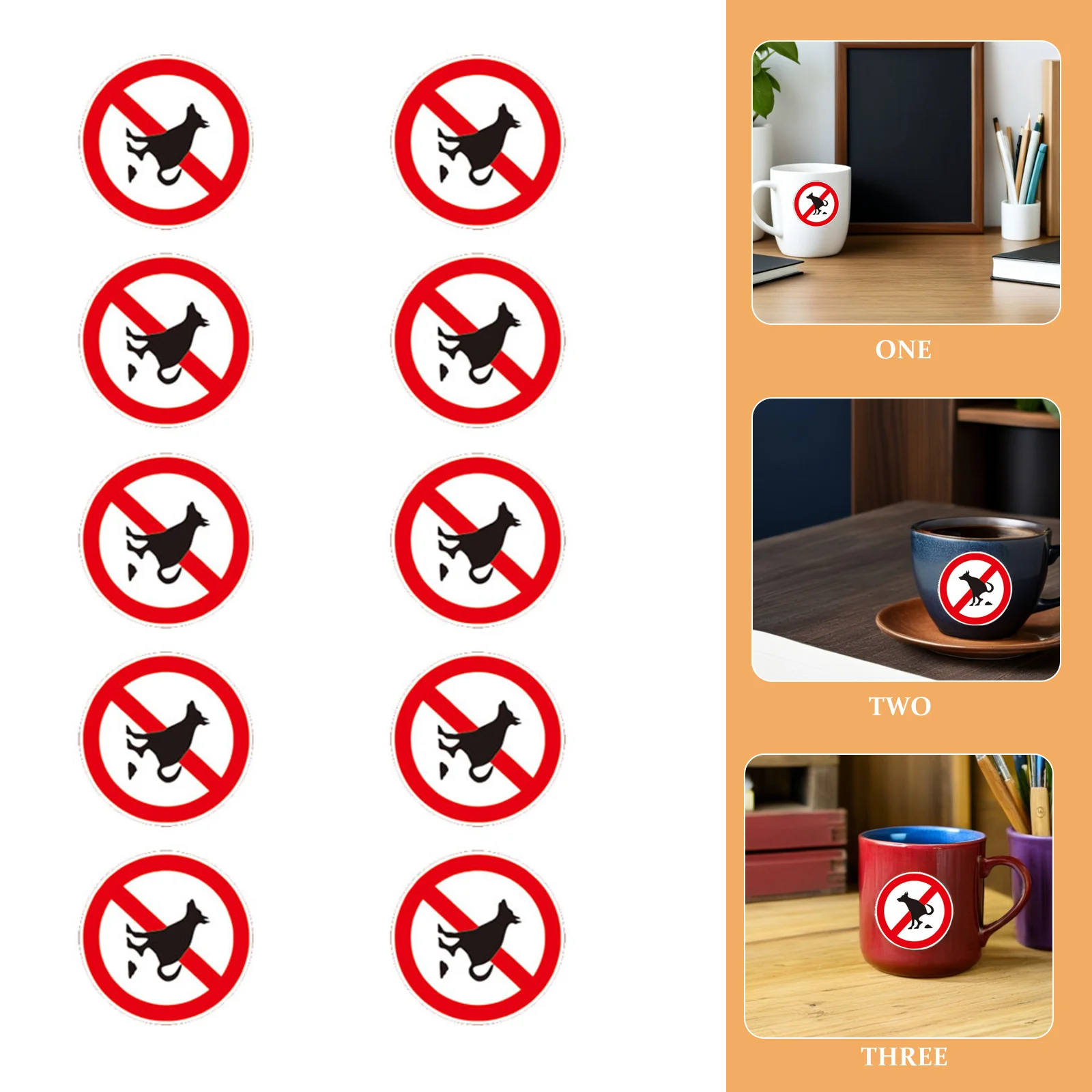 10pcs No Pet Pooping Sign Stickers Waterproof Decals Durable For Cars Tables Bumpers Prohibitory Environment Safety Traffic