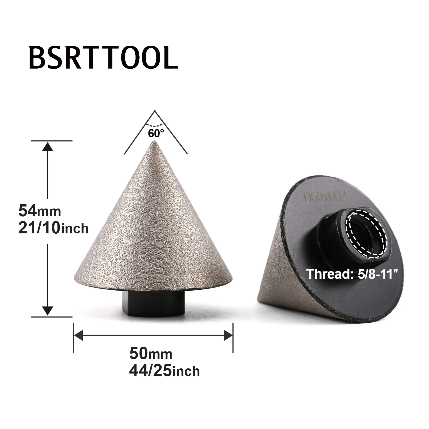 BSRTTOOL Diamond Beveling Chamfer Bit Vacuum Brazed Holes Chamfering Bit Dia 50mm for Ceramic Marble