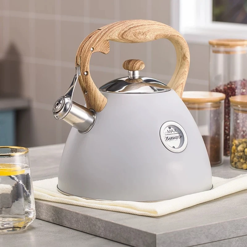 

Stainless Steel Whistling Kettle Gas Stove Top Tea Kettle Large Capacity Hot Water Boiler Home Kitchen with Dustproof Spout