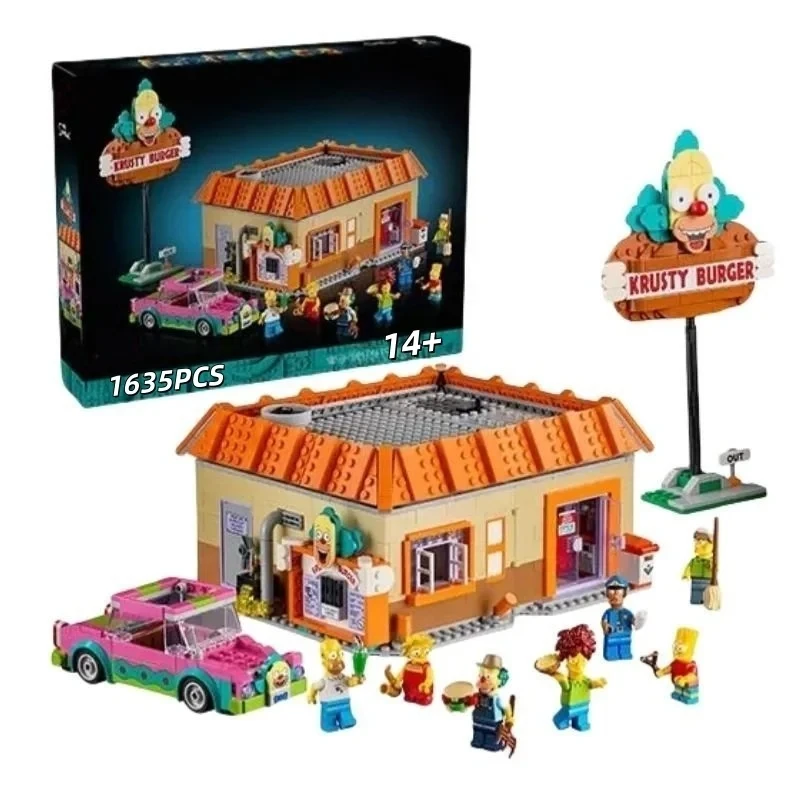 2025New1635pcs 10352 The Krusty Burger Restaurants juego de bloques de construcción ladrillos Ideas creativas juguetes educativos para niños regalos