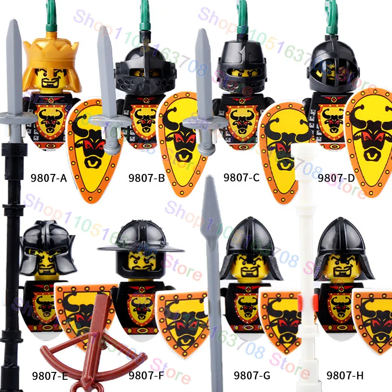 Medieval Military Roman Soldiers Figures Accessories Castle Teutonic Knights Spartan Building Blocks Sword Bricks Toys 9808 view 3