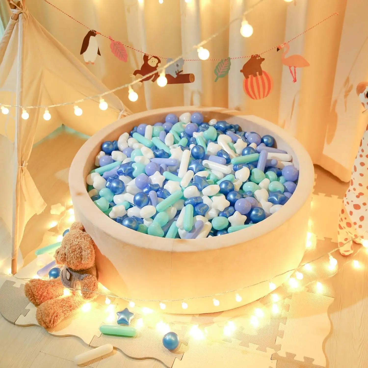 200 pçs bola pit bolas estrelas corações tiras, bolas azuis para bolinhas, piscina das crianças brinquedos de água para piscina do bebê, jogar bolas de brinquedo