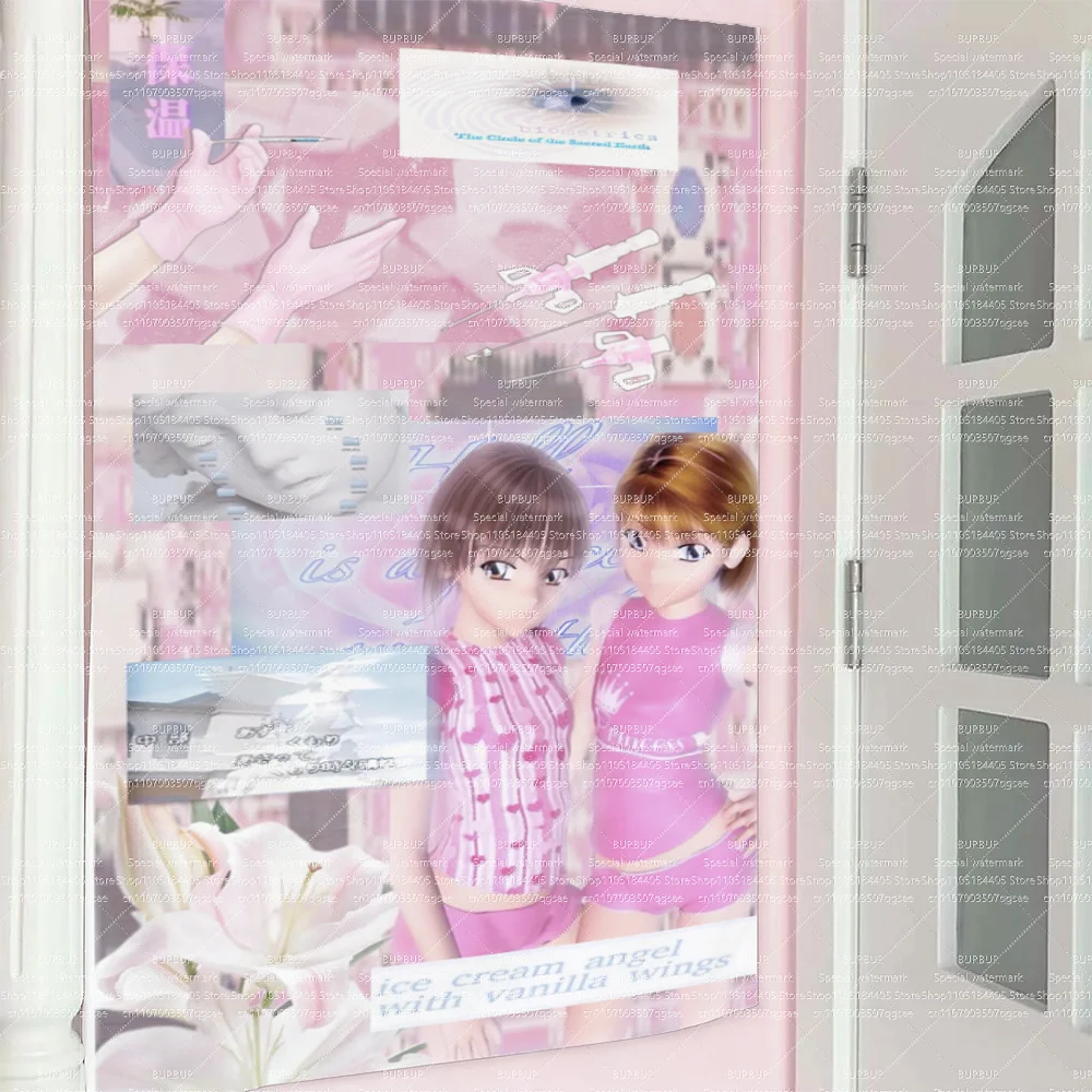 Niedlicher Zwei-Personen-Wandbehang aus Kunststoff mit sentimentalem Feigenmädchen-Motiv und süßem Hintergrundstoff für Schlafzimmer und Studentenwohnheime – ideal für die Miete