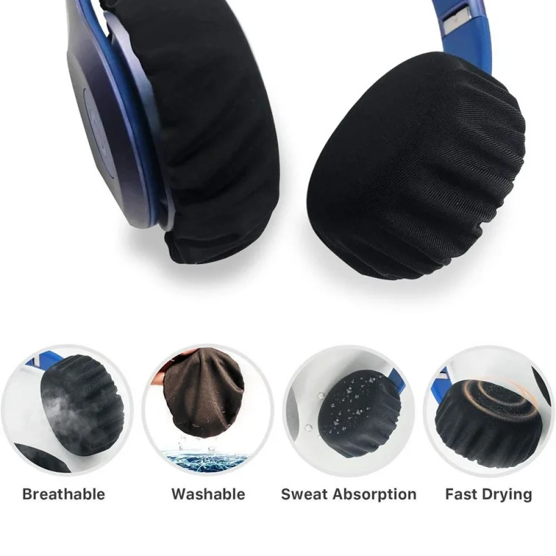 1 Pair Soft Stretchable Hygienic Universal Washable Headphones Elastic Protective Dust Proof Earpad Covers Durable Breathable