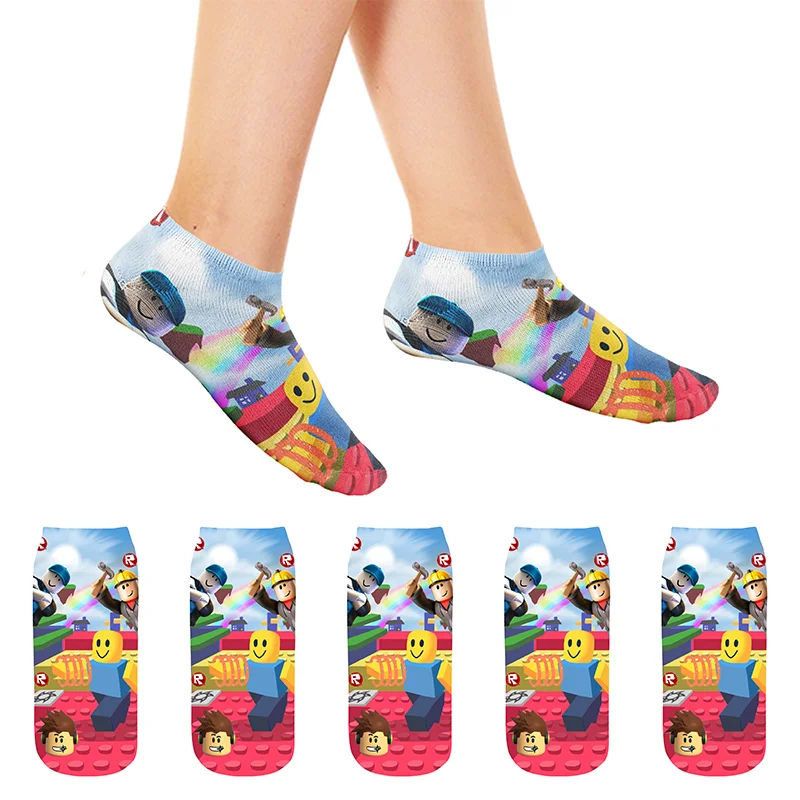 New 1 Pair Roblox Games Robot Women Men Socks Cartoon Personality Skateboard Socks Anime Middle Tube Cotton Unisex Socks