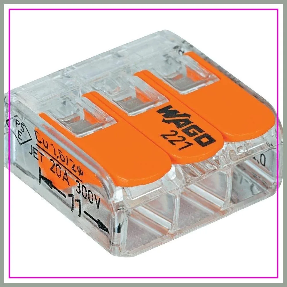 

3-Conductor Compact IDC Terminal Block 500 Pack - Orange Lever Nuts
