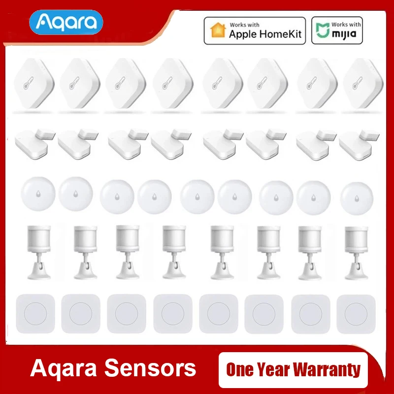 مستشعر الحركة بمستشعر درجة الحرارة Aqara ، مستشعرات باب Zigbee ، مفتاح صغير لاسلكي للمياه ، المنزل الذكي ، العمل مع تطبيق المنزل المنزلي