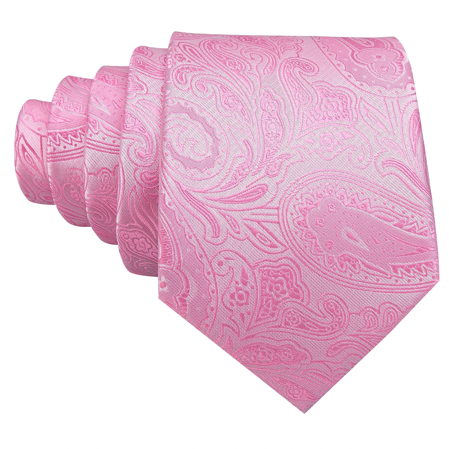 Classic Peach Pink Ties For Men Exquisite Paisley Necktie Handkerchief Cufflink Set Groom Gift Business Designer Barry.Wang 6012