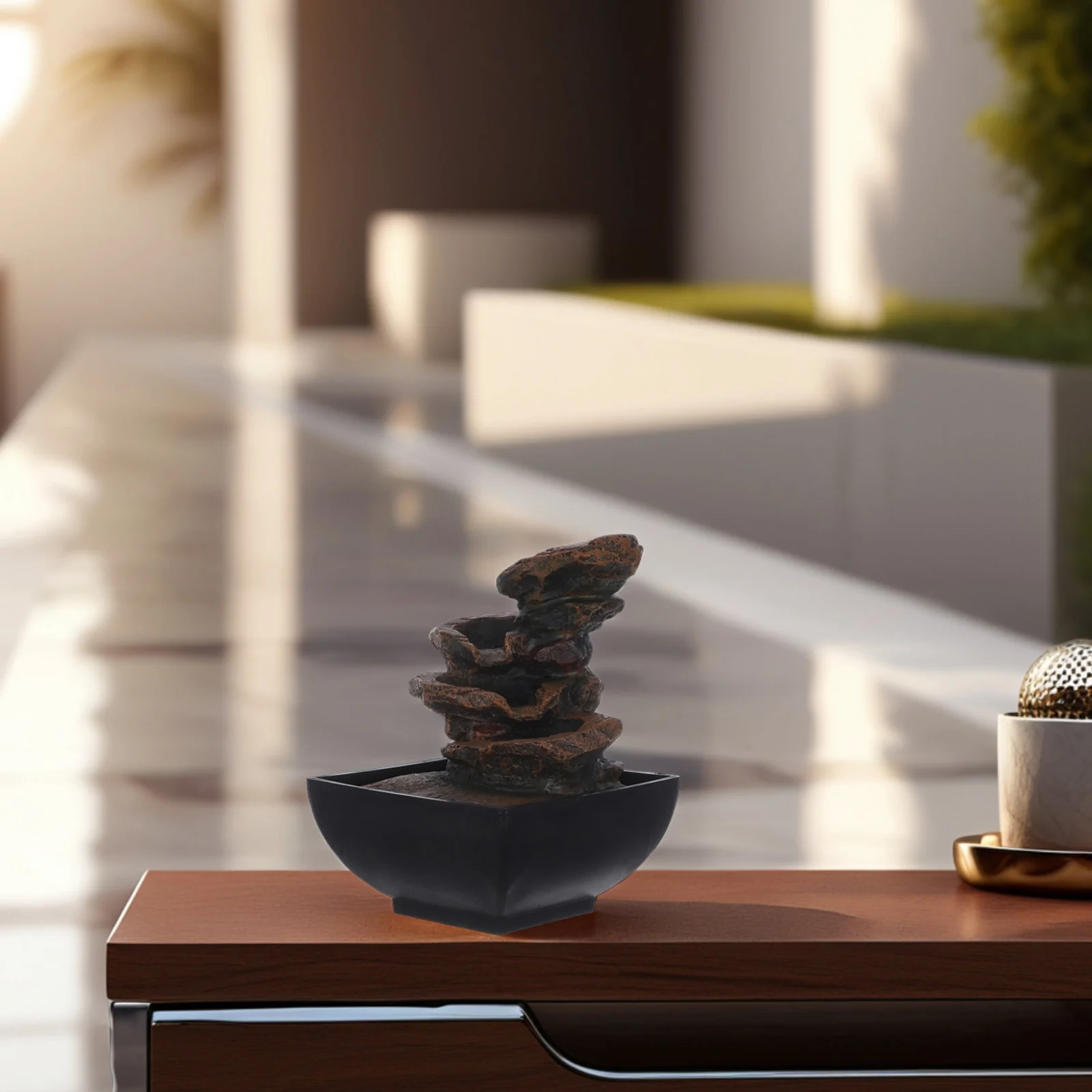 

Elegant Desktop Water Fountain Soothing Ambient Lighting Tranquil Atmosphere Relaxation Intricate Structure Home Decor Us Plug