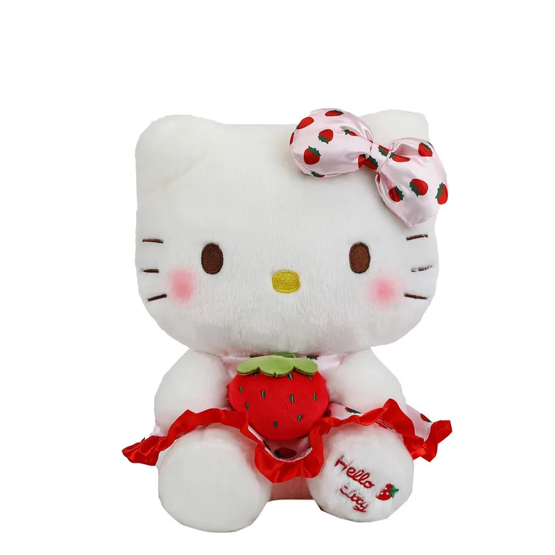 23cm Sanrio Hello Kitty bebek meyve çilek kedi bebek kız peluş oyuncak yatak odası dekorasyon yastık sevimli karikatür doğum günü hediyeleri