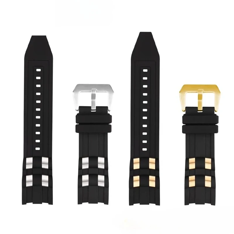 26mm rubber Watch strap accessories compatible for Invicta Russian Professional Divers silicone metal pellet wristband bracelet