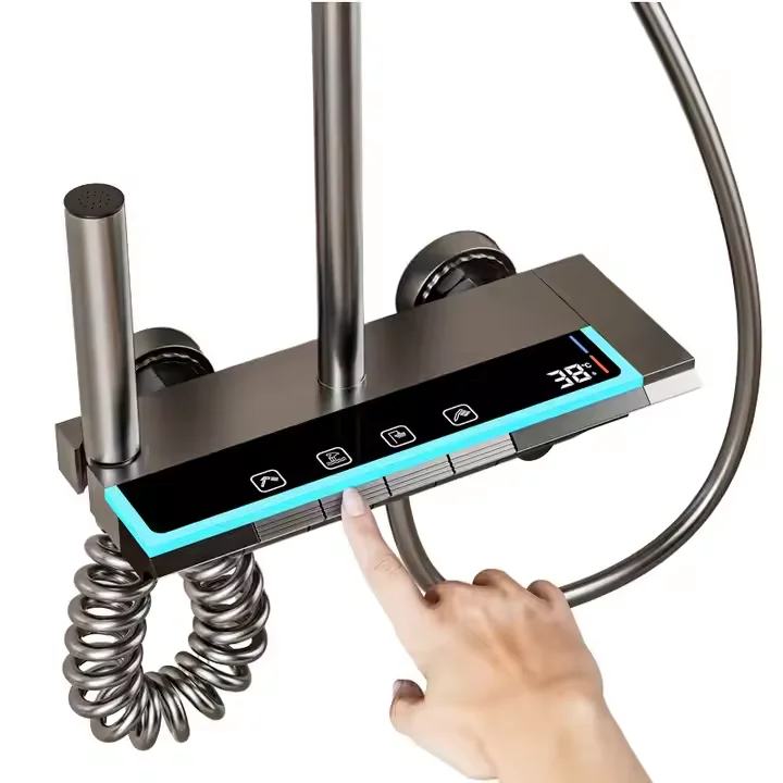 Shower Trim System2025 Factory Direct Aluminum Digital Display Shower Set With Temperature Control And High Pressure Boosting Sy