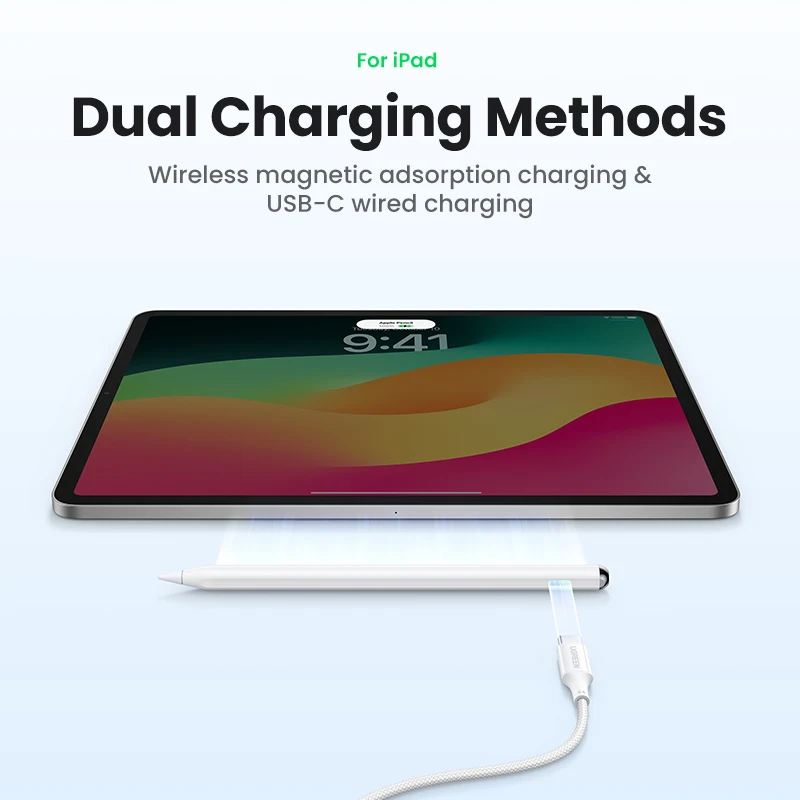 UGREEN Stylus Pen for Pencil Magnetic Wireless Charging Bluetooth Palm Rejection Tilt Pens Long Battery Life for iPad Pro