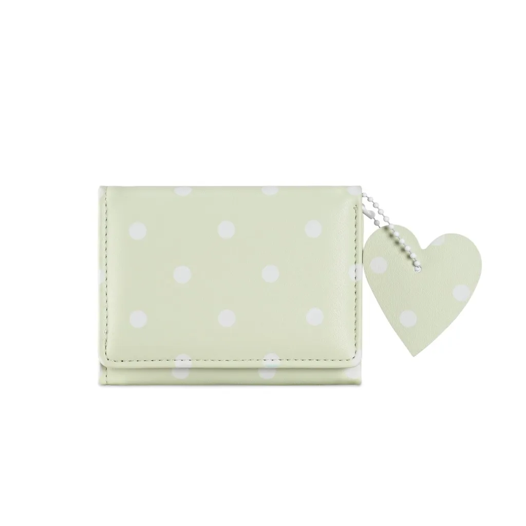 Key Hanging Pouch Sweet Women'S Bifold Wallet Card Holder Purse Delicate Texture Polka Dot Wallet For Shopping Short Outings