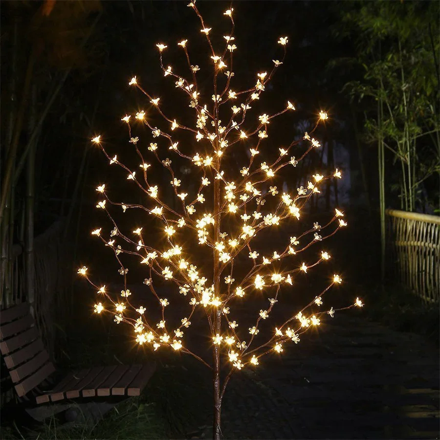 1.8m Lighted Cherry Blossom Tree Light Warm White LED Artificial Flower Lighted Birch Tree With Fairy Light for Holiday Decor