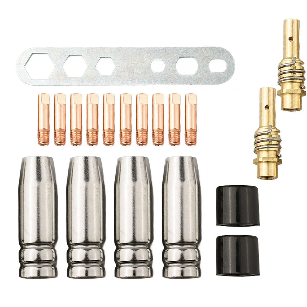 For MB15 For 15AK MIG Welding Torch Wear Parts Set 19PCS Copper Power Nozzles M6 0.8mm Gas Nozzle Insulator Holder Accessories