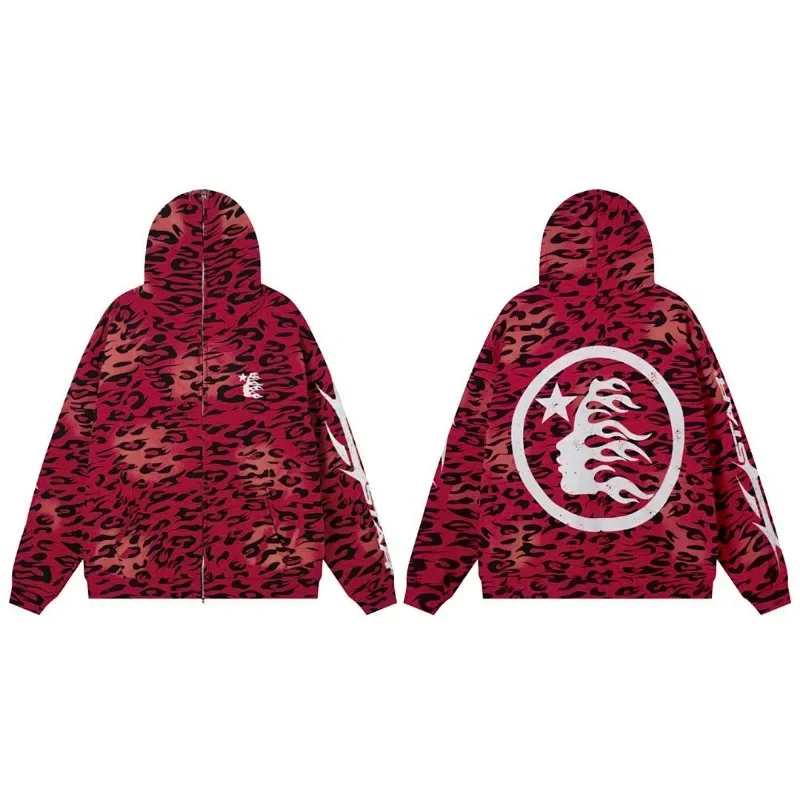 Hellstar Color Block Design Print Logo Camo Niche Streetwear Zip Up Hoodie Jacket Unisex Men Women Casual Outerwear