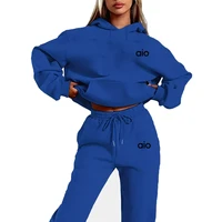 ai Printing High Quality Women Monochrome Hooded Hoodie Set Casual Two-Piece Set New Fashion Hot sweatpants tracksuit - Image 5