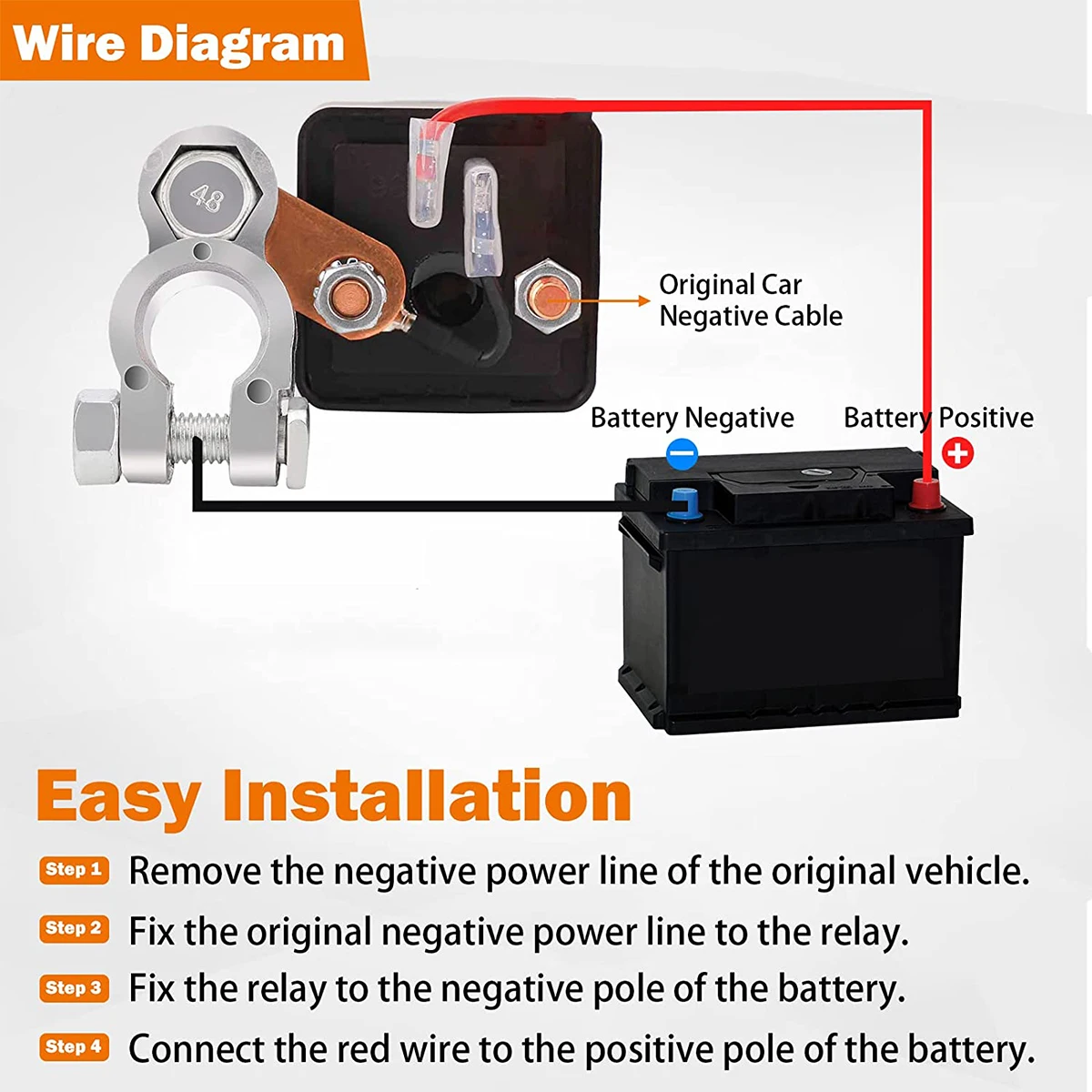 Interruttore di disconnessione della batteria remota 12V 200A Interruttore di interruzione della batteria Relè antifurto Interruttore di