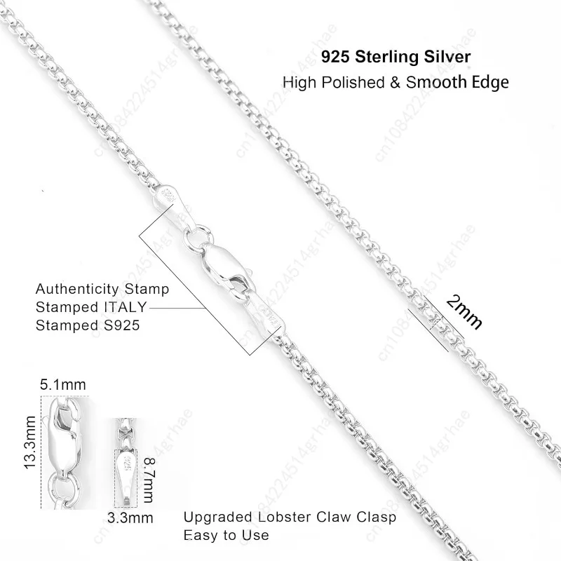 925 Sterling Silver Box Chain Lobster Clasp 2/3/4/5mm Necklace for Women Mens Box Chain Silver/14K Gold Plated Plated Necklace C