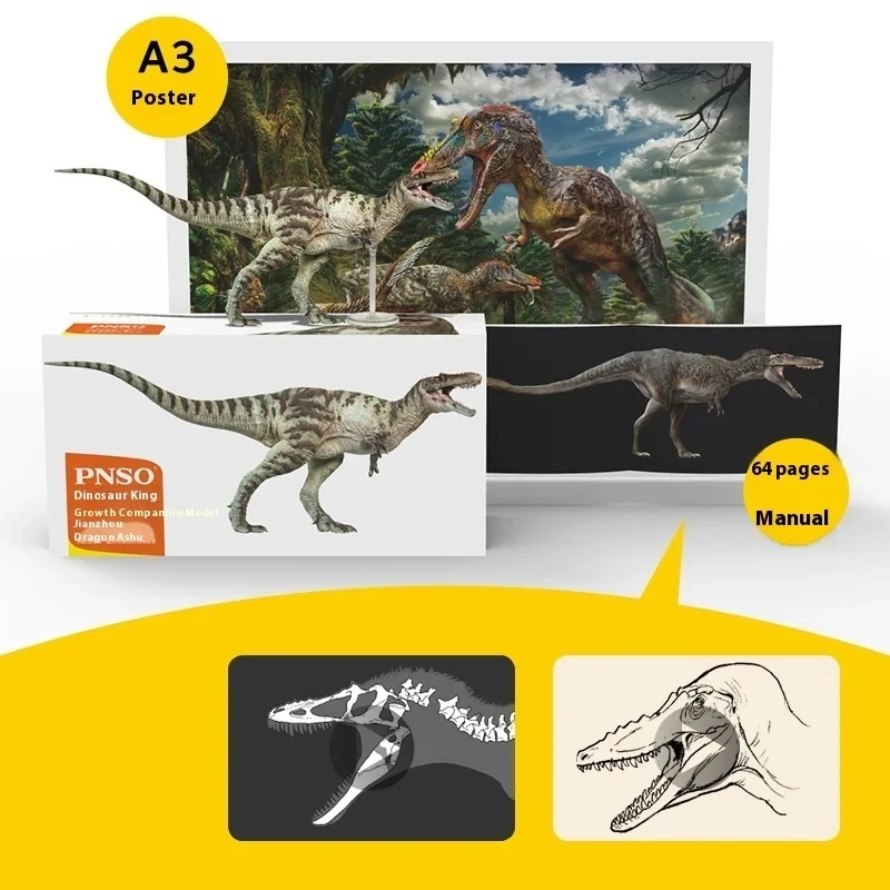 Figura giocattolo per la decorazione del desktop, modello compagno di crescita del re dinosauro Aoshu lungo di alta qualità, collezione classica, regalo di festa