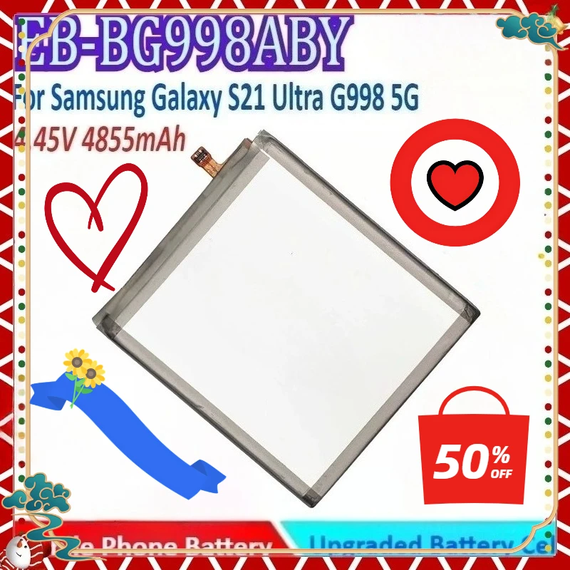 

New 4855mAh 4.45V EB-BG998ABY High Quality General-purpose Mobile Phone Lipo Battery for Samsung Galaxy S21 Ultra G998 5G