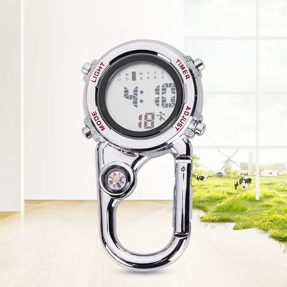 

Digital Carabiner Watch Metal Shock Resistance Backpack Belt Pocket Clipon Watch Nurses Doctors Chefs Digital Quartz Watch