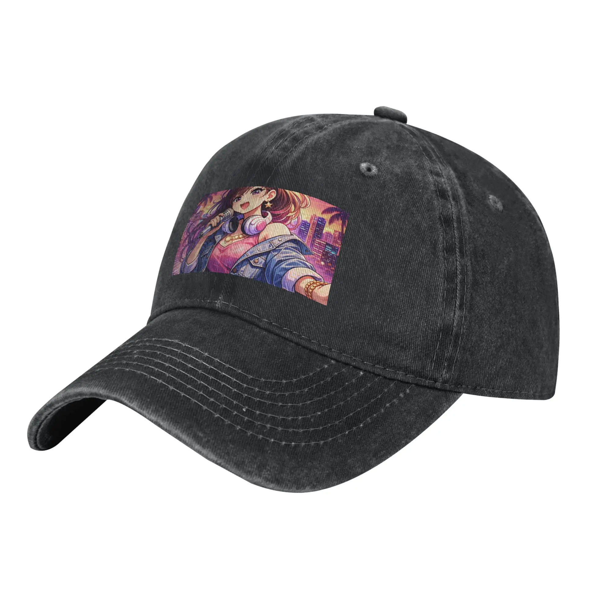Anime Singer Idol Vaporwave City Pop Aesthetic Music Girl Art Fashion Baseball Cap  Gift Caps Men  Basketball Game Caps Men