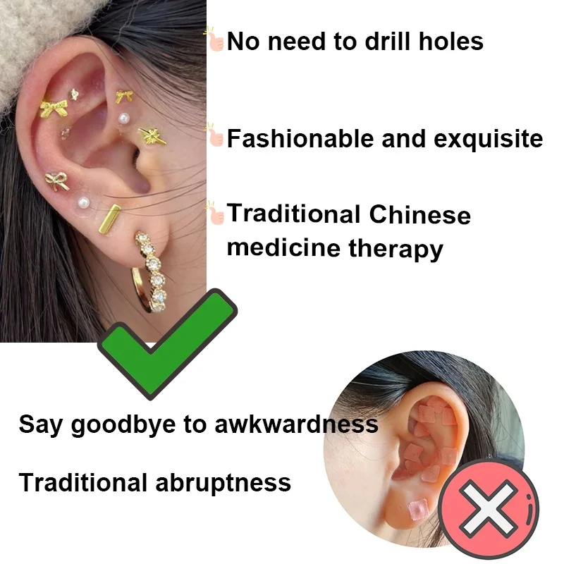Cute ear decoration stickers, acupoint massage, magnetic therapy patch, painless, punch-free earrings, suitable for children