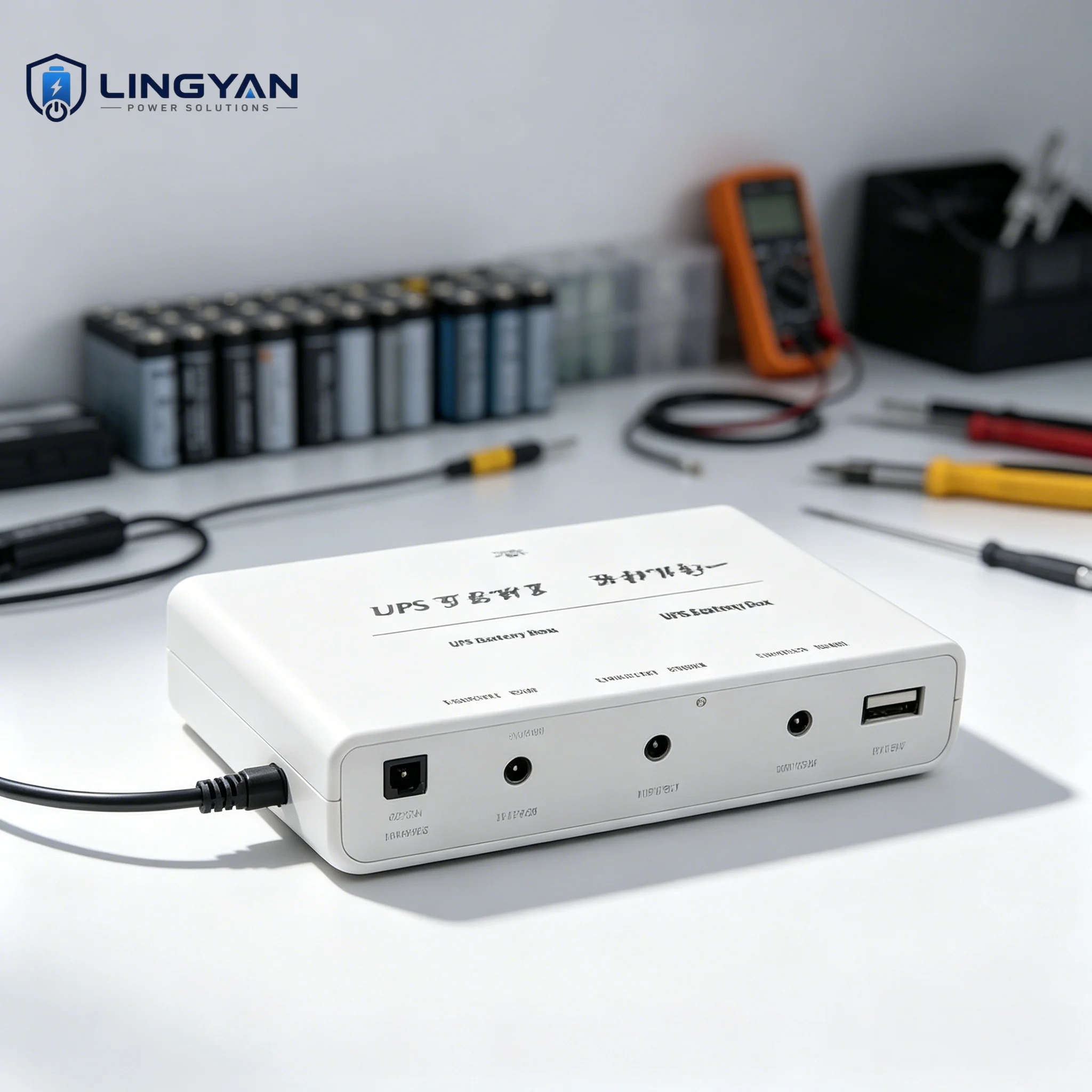 19V 20V All-in-One PC UPS Battery Box, 5x18650 No Soldering DIY Power Supply Case With Extra USB 5V Output