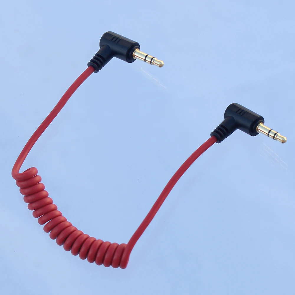 TRS To TRS Spring 3.5mm Cable Coiled Microphone To Camera Red Color AUX Cable For RODE Microphone Car AUX