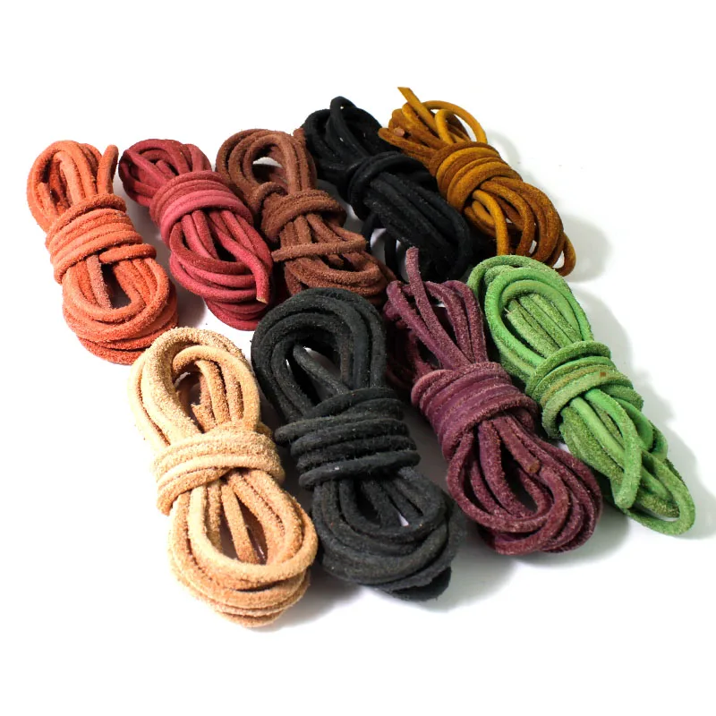 2 Meter 3mm Wildleder Echtes Kuhlederband Rundes Lederband für DIY Armband Halskette Schmuckherstellung Zubehör – Detail 2