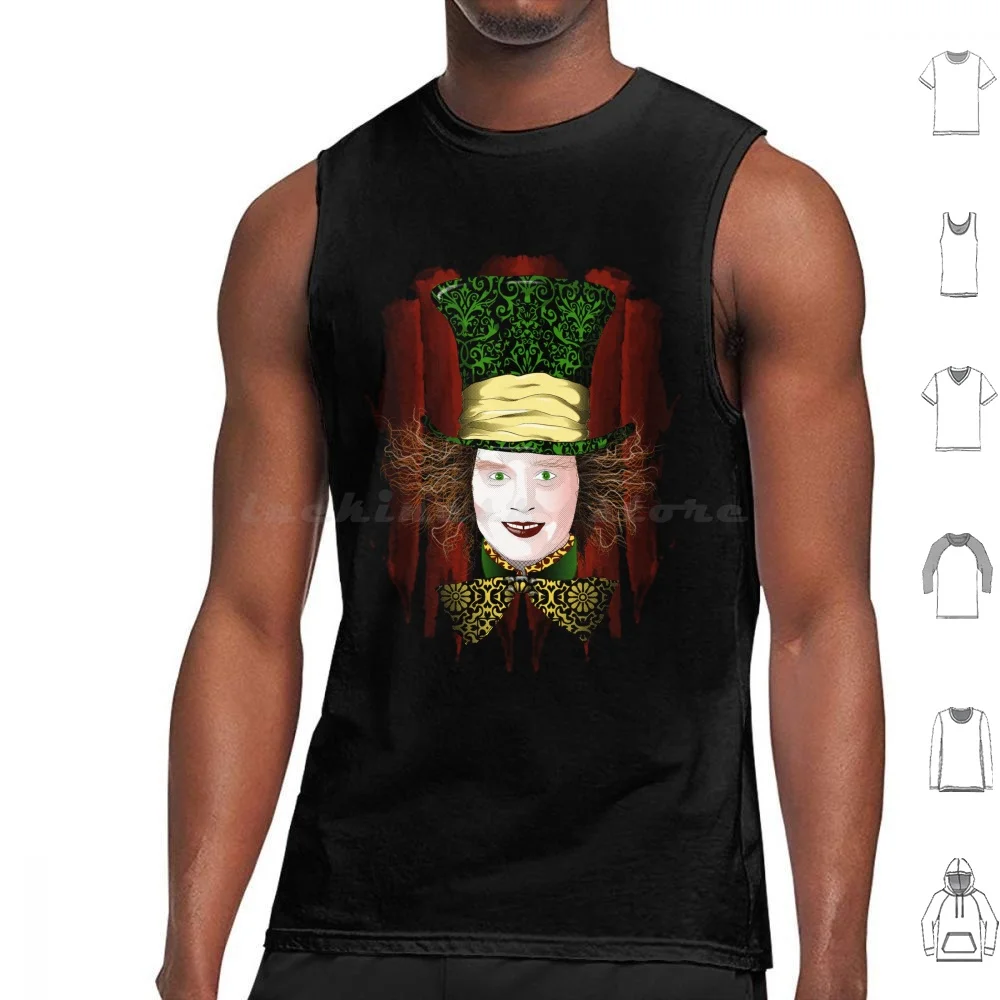 The Tank Tops Print Cotton Tim Burton Johnny Depp Jack Pirate Alice Caribbean Red Queen Rabbit Cat Cheshire Hat Crazy