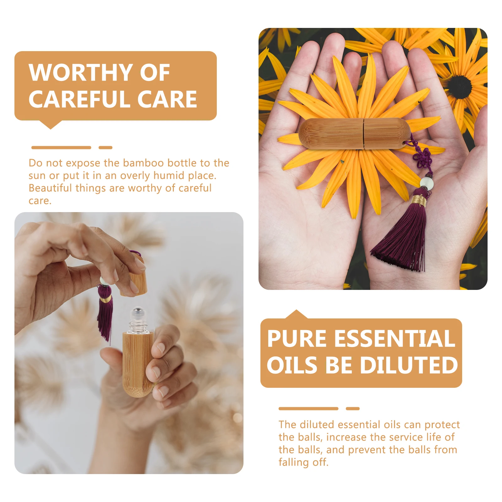 

Bamboo Shell Glass Roll on Bottle Essential Oil Perfume Travel Container Stainless Steel Ball Portable Nursing Solution